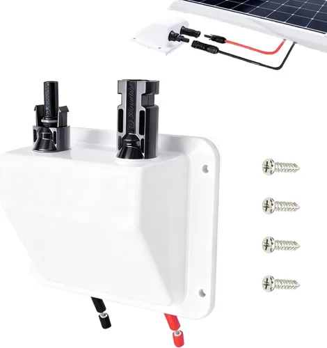 Prensaestopas de entrada de cable solar, cable de extensión solar suave 10AWG de 0.33 pies y conector, resistente a los rayos UV, carcasa de doble