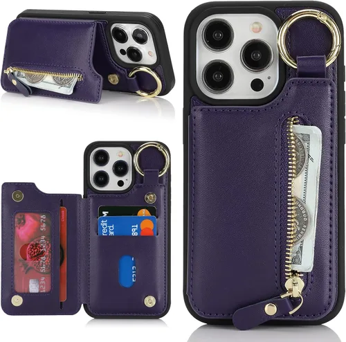 Vista 15 de Havaya Magsafe - Funda tipo cartera para iPhone 14 Pro Max, compatible con tarjetero para mujeres y hombres, 2 en 1, desmontable, magnética, a