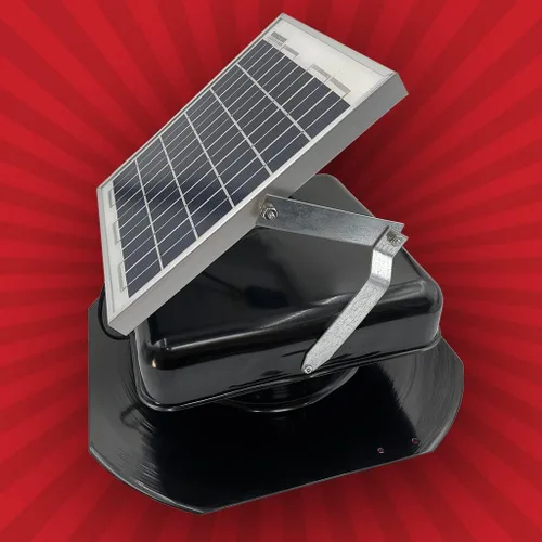 Vista 3 de Solar Mega RoofBlaster 2.0 con ventilación negra (montaje en panel solar ajustable) Ventilación solar del ático Ventilación solar de techo