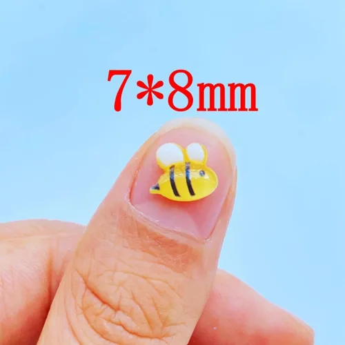 Vista 3 de 50 dijes de uñas de abeja – Decoración de uñas de resina 3D con parte trasera plana Kwaii lindos dijes de uñas para uñas acrílicas
