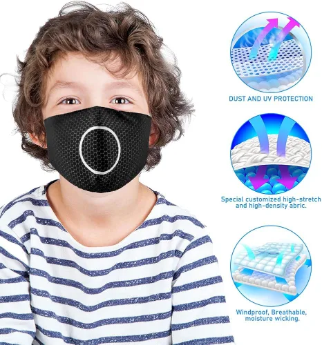 Vista 2 de Cubrebocas para niños de dibujos animados 3 unidades reutilizables de tela de algodón regalo para niños y niñas