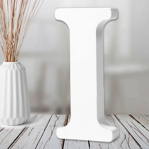 Vista 13 de AOCEAN Letras de madera blanca de 6 pulgadas, letras de madera sin terminar para decoración de pared, letras de pie, rebanadas, decoración