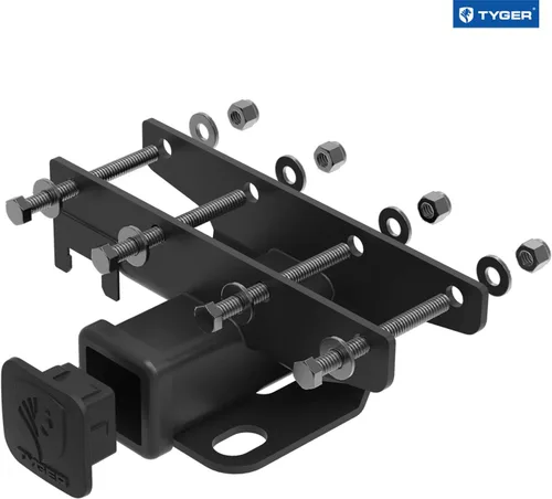 Vista 2 de TYGER Combo de remolque: enganche receptor de 2 pulgadas, arnés de cableado y cubierta de enganche para Wrangler JK 2Dr y 4Dr 2007-2018