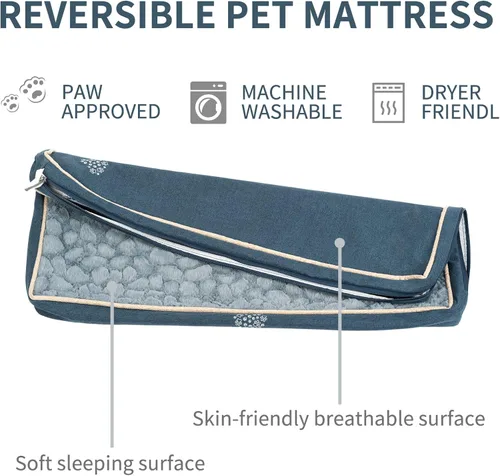 Vista 4 de VANKEAN Alfombrilla impermeable reversible para jaula de perros (cálida y fresca), funda extraíble y lavable y forro interior impermeable, colchón