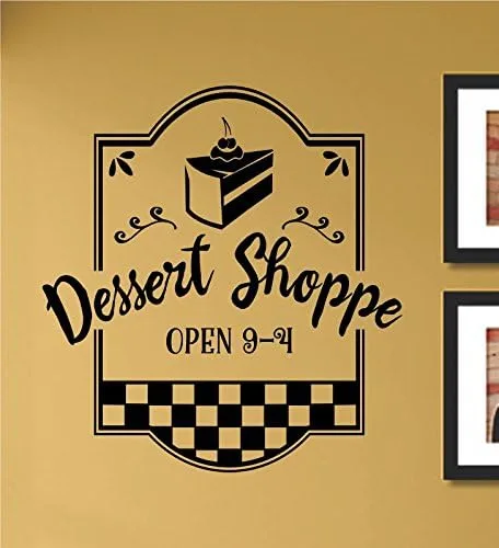 Vista 2 de Postre Shoppe Bake Vinilo Arte de la Pared Pegatina Panadería Tienda Pastel Muffin Pan Hoja