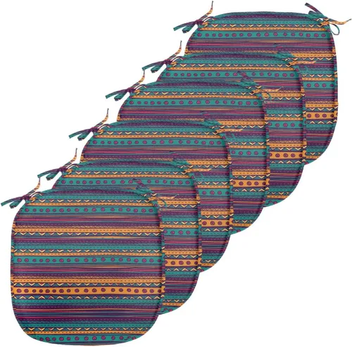 Vista 149 de Ambesonne Grunge Chair Seating Cushion, Retro Striped Background Pineapple Vintage Hippie Graphic, Anti-Slip Seat Padding for Kitchen & Patio