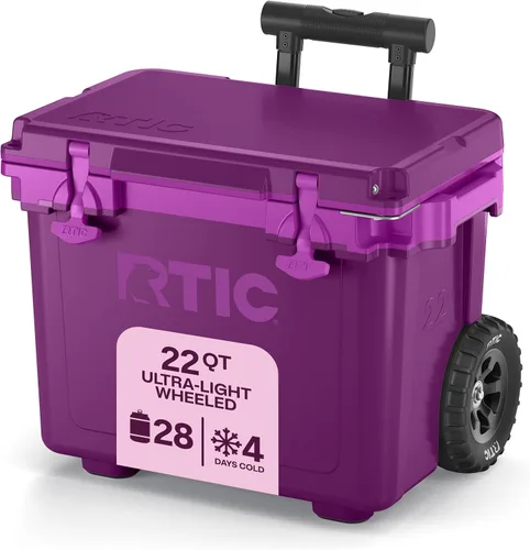 RTIC - Enfriador con ruedas ultraligero de 22 cuartos de galón con asa, caja de hielo portátil aislada para playa, bebidas, camping, picnic, pesca