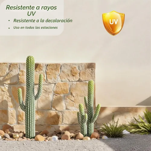 Vista 3 de bellacat Cactus artificial grande resistente a los rayos UV de 5 pies (60 pulgadas) con maceta negra, plantas artificiales realistas para Negro