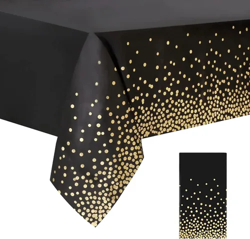Vista 29 de 2 Empaques Mantel de Plástico Negro, 54 pulgadas x 108 pulgadas Cubierta de Mesa Rectangular Desechable para Fiestas, Adecuado para Cumpleaños