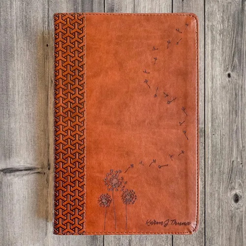 Vista 7 de Hand Lettered and Laser Engraved KJV Study Bible, Two-Tone Brown, Custom Name Engraving Available, Personalized Gift for Wedding, Baptism