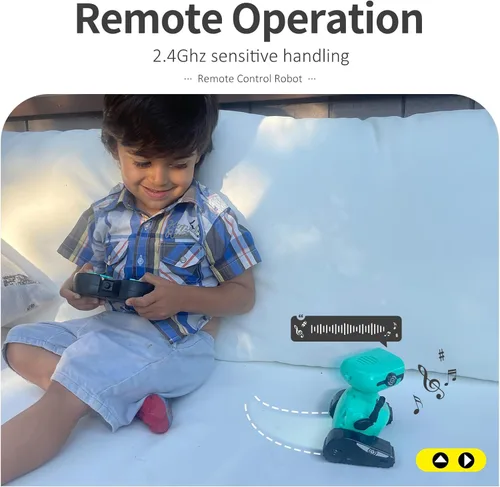 Vista 7 de GILOBABY - Juguetes de robots, juguete de robot con control remoto, robots RC para niños con ojos LED, cabeza y brazos flexibles, movimientos