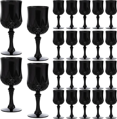 Vista 21 de JLYLOL Copas de vino de plástico vintage de 7 onzas, copas de plástico vintage, 12 piezas de vasos de agua para boda, copas de agua reutilizables