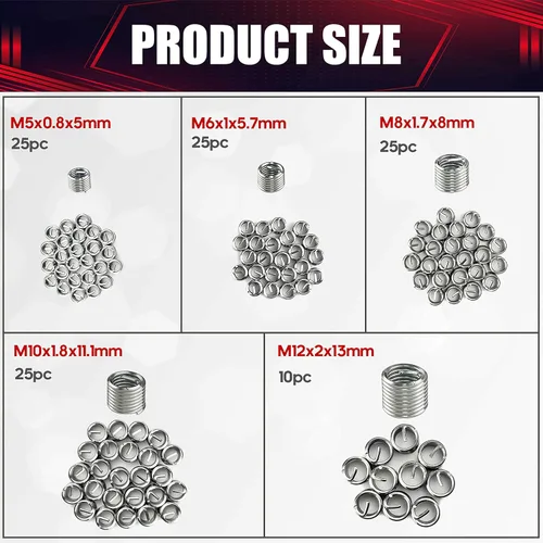 Vista 3 de Kit de herramientas de reparación de roscas métricas de hélice, kit de reparación de taladro HSS, adecuado para agujero de tornillo interno M5 M6 M8