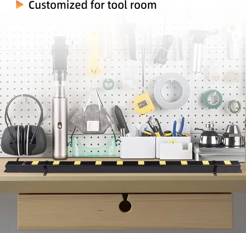 Vista 6 de Regleta larga de 10 tomas con protector contra sobretensiones, regleta de alimentación de metal industrial resistente de 6 pies, montable en pared