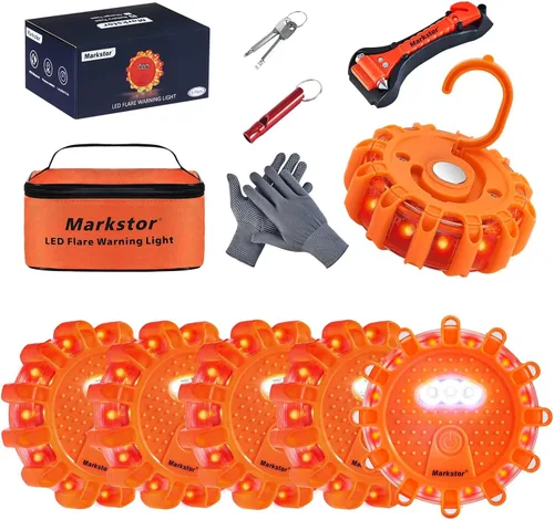 Vista 8 de Paquete de 12 luces LED de carretera impermeables para carretera, kit de luces de emergencia para automóviles, camiones, barcos con gancho, luces