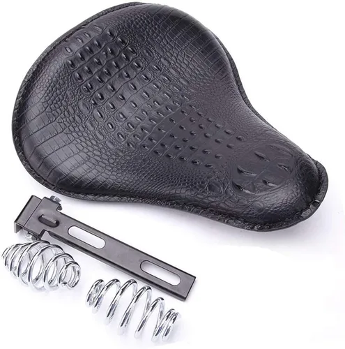 Vista 9 de Cojín de asiento de piel. Asiento con soporte de resortes para el chofer para Harley Davidson Sportster Softail Fatboy, Negro suave