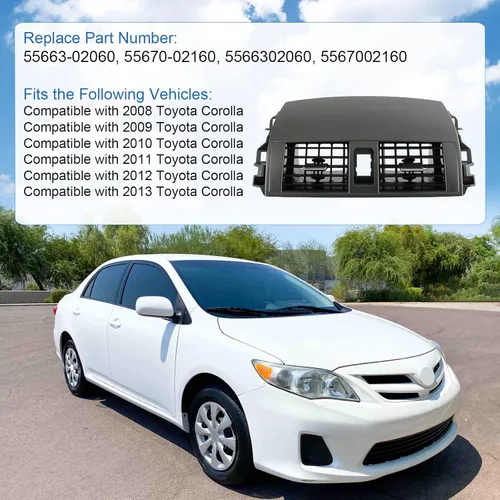 Vista 4 de Panel de ventilación de salida de aire acondicionado para tablero central compatible con Toyota Corolla 2008-2013 Reemplazo # 55663-02060