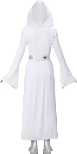 Vista 5 de MORROWIND Disfraz de mujer con capucha blanca, vestido largo con cinturón, traje de fiesta de cosplay de Halloween