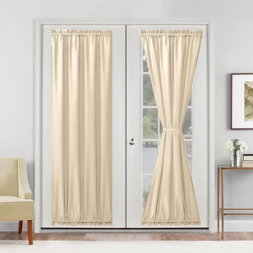 Vista 83 de Hiasan Cortinas francesas para puerta de privacidad, cortina frontal semitransparente con bolsillo para barra para ventana de puerta, 1 panel