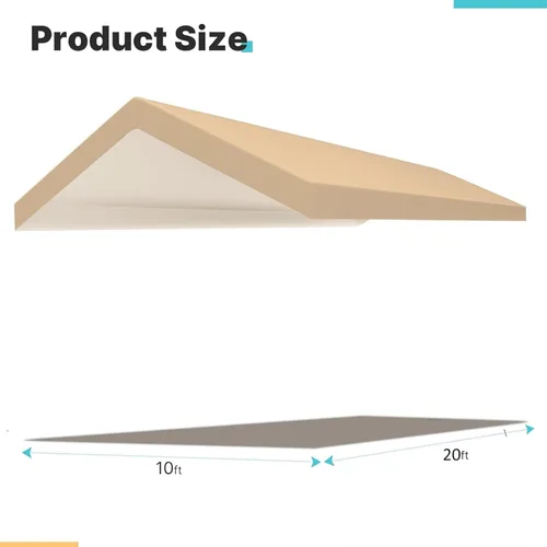 Vista 3 de Cubierta de toldo de repuesto para carport para carpa de automóvil, cubierta de refugio de garaje, lona con cuerdas elásticas de bolas