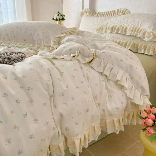 Vista 70 de VM VOUGEMARKET Juego de Funda de Consolador Romántica con Volantes Twin Estilo Princesa para Niñas Juego de Ropa de Cama de Flores Moradas