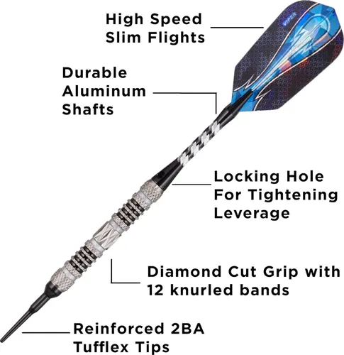 Vista 3 de Viper Astro - Juego de dardos de punta suave de 80% tungsteno con estuche