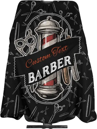 Vista 32 de Capa de peluquería impermeable personalizada, añade tu texto fotográfico, capa personalizada de peluquería para hombres, capa de corte de pelo