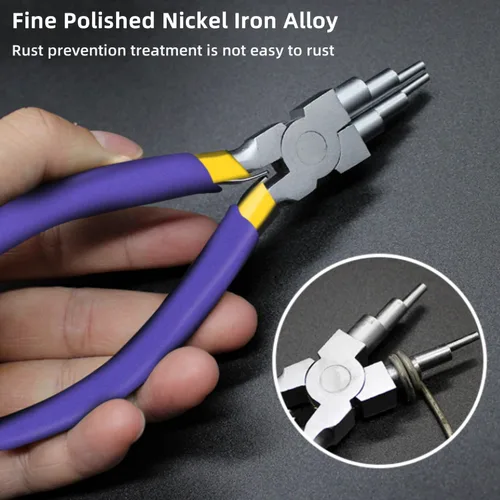 Vista 5 de Alicates de fabricación de joyas 6 en 1, alicates de alambre de 6 pasos, alicates para hacer alicates con mango antideslizante para hacer joyas
