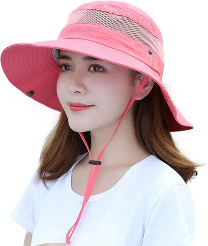 Vista 11 de Sombrero de sol al aire libre para mujer, protección solar, malla de secado rápido, UPF 50+ (tamaño ajustable)