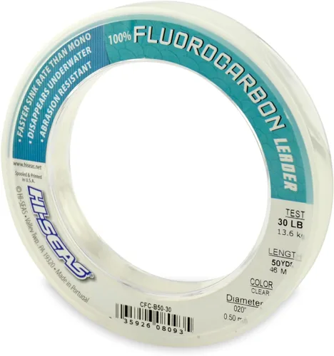 Vista 21 de HI-SEAS Líder de línea de pesca 100% fluorocarbono, líder invisible transparente, indetectable para peces, hundimiento rápido, 6 libras a 400 libras