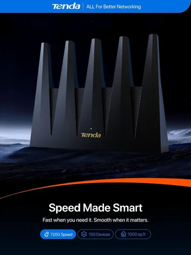 Vista 3 de Tenda Enrutador WiFi 7 BE7200 - Router de Internet inalámbrico de alta velocidad de doble banda con 2 puertos de 2.5G, CPU de cuatro núcleos, MLO