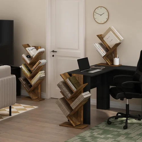 Vista 189 de Furinno - Estantería de cubos de 5 niveles serie Luder para libros y almacenamiento, color roble francés