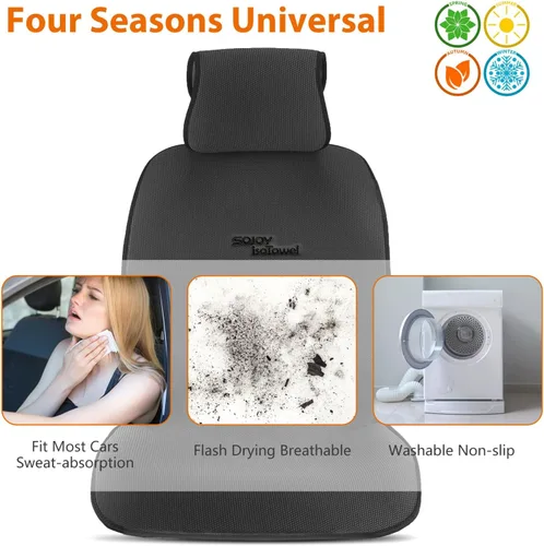 Vista 4 de Sojoy IsoTowel Funda para Asiento Delantero de Automóvil - Protector de Asiento de Automóvil de Microfibra Absorbe Sudor - Secado Rápido