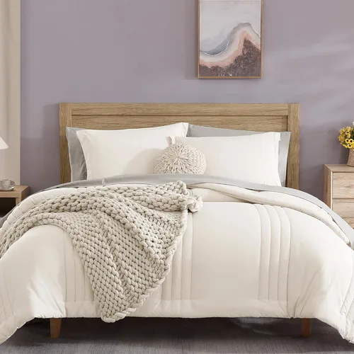 Vista 48 de Monbix Juego de ropa de cama tamaño Twin XL - Juego de 5 piezas extra largo para dormitorio, diseño acolchado, cama en una bolsa Twin XL