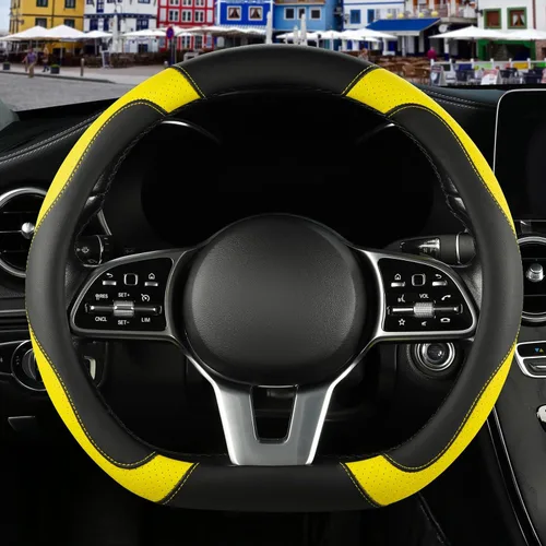 Vista 13 de Funda de cuero de microfibra en forma de D, transpirable, antideslizante, de 13.5 a 14 pulgadas, color negro