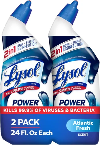 Lysol Limpiador de inodoro, suministros de limpieza de baño de máxima resistencia, limpiador de taza de inodoro en gel adherente, esencial para el