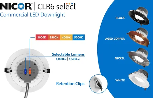 Vista 13 de CLR-Select - Kit de downlight LED comercial blanco de 6 pulgadas