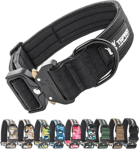 Vista 8 de TSPRO Collares Premium para Perros Collar Táctico para Perro con Parche y Hebilla de Metal de Liberación Rápida de Servicio Pesado Duradero Grueso