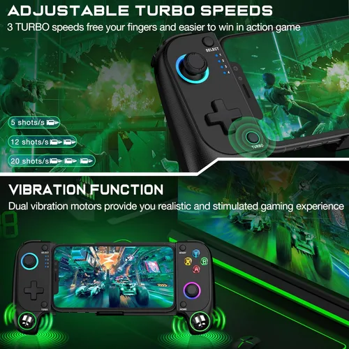 Vista 6 de Wireless Phone Controller for iPhoneAndroid No Deadzone, Mobile Gaming Controller Support Xbox Game Pass, PlayStation, Steam Link, Call of Duty