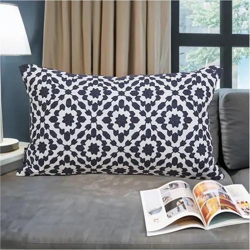 Funda de almohada de algodón, diseño de bolero. Funda decorativa con diseño geométrico. En lona de algodón. Bordado, con costuras en cadena. 1pc