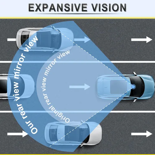 Vista 5 de LivTee Espejo retrovisor antirreflejo, universal de 11,3 pulgadas (287 mm), espejo retrovisor panorámico gran angular convexo, clip en el original