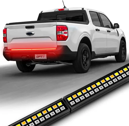OPT7 - Barra de luz LED Parlux de doble fila para puerta trasera de 122 cm Redline con señal de giro ámbar – Tira de luz de aluminio rígido –