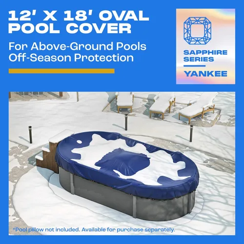 Vista 2 de Yankee - Cubierta para piscina ovalada 12 x 18 pies Cubierta ovalada de invierno para piscinas sobre el suelo Extra gruesa y duradera