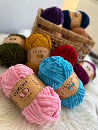 Vista 6 de Hilo de terciopelo XL, hilo de felpilla suave para tejer a ganchillo, súper voluminoso de 76 yardas, para tejer manta de bebé, hilo amigurumi, hilo