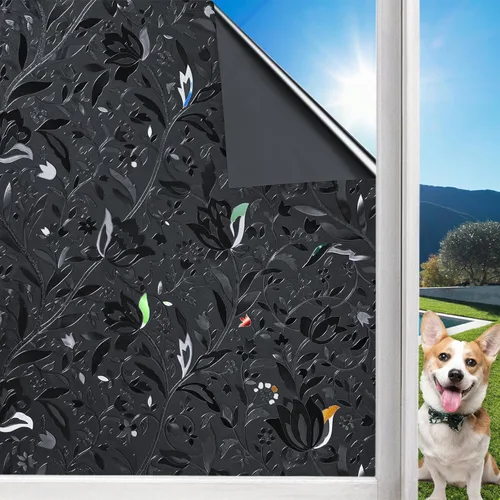 Niviy - Película opaca para ventana, 100% de bloqueo de luz, para oscurecer la habitación, tinte negro extraíble para ventanas del hogar (11.8 x