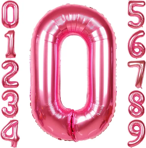 Vista 90 de Globos gigantes de números negros de 40 pulgadas, globos de aluminio de Mylar con helio para cumpleaños, globo número 0 para decoración de fiestas