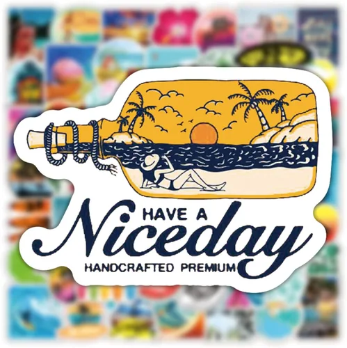 Vista 5 de 100 calcomanías de playa de verano, calcomanías de surf en la playa de Hawaii, calcomanías geniales de playa, paquete de calcomanías de verano