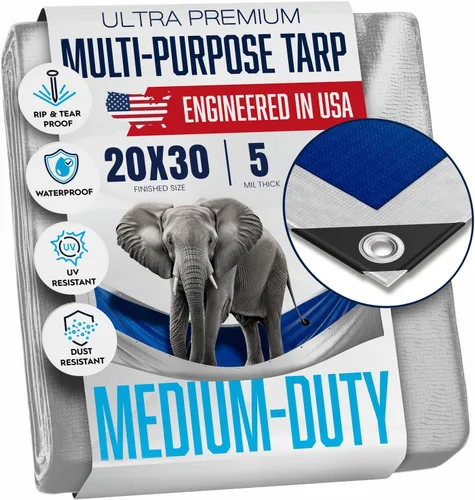 Vista 16 de Lona de 6 x 8 pies Resistente al Agua de Plástico con Ojales Cada 18 Pulgadas - 5 Mil - Cubierta Impermeable Multiusos para Lluvia, Exteriores