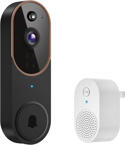 Vista 10 de Cámara de timbre de video inteligente inalámbrica, detección humana con IA y alertas instantáneas, visión nocturna, audio de 2 vías, funciona