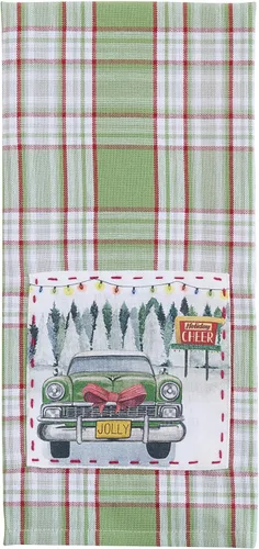 Vista 2 de Park Designs Winter Woods - Juego de 2 paños de cocina decorativos a cuadros verdes de 18 x 28 pulgadas, para decoración de Navidad e invierno
